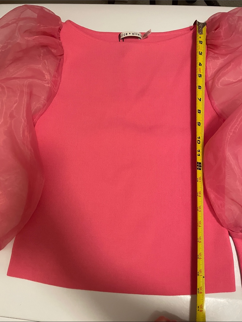 Alice + Olivia French Rose Pink Puff-Sleeve Scoop Neck Sweater - Picture 12 of 15